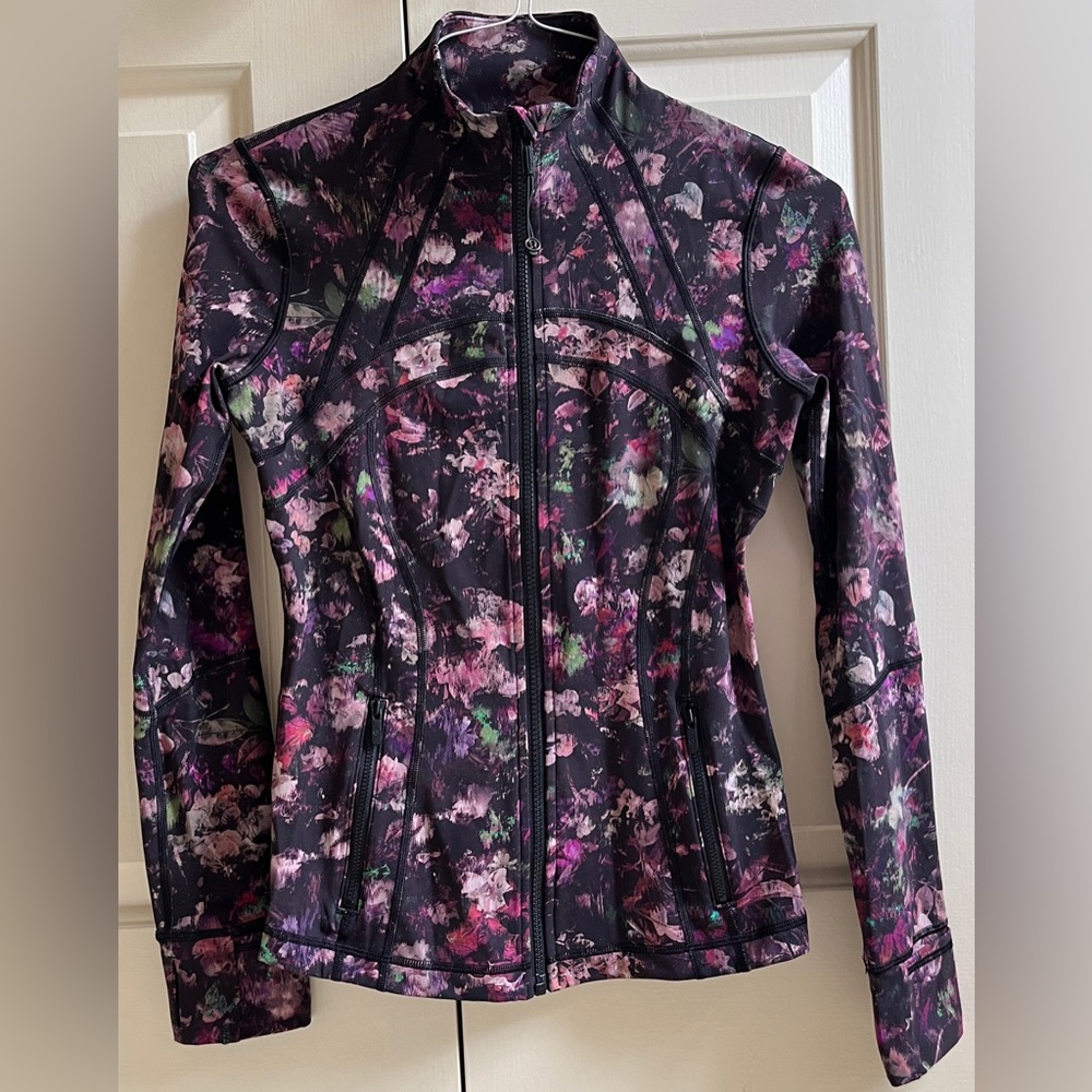 🍒LULULEMON sz 6 DEFINE Jacket FLORAL ILLUSION Pink/Coral/Black *LUXTREME